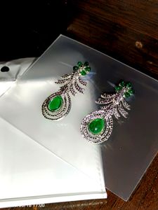 Rhodium Plated Artificial Stone Embed Drop Earing