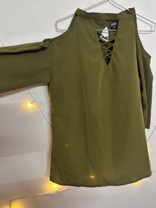 Olive Cold Shoulder Top