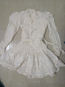 Chic White Embroidered Mini Dress