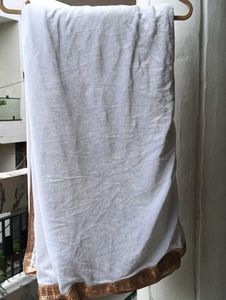 White &amp; Gold Kurti Material