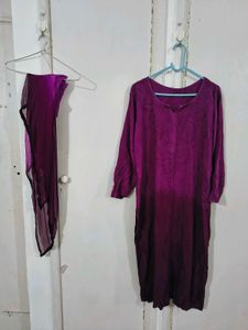 Purple Chikankari Kurta Set