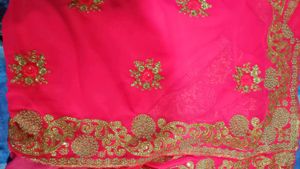 Beautiful Magenta Wedding Saree With Blouse