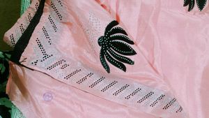 Pink Floral Applique Work Saree