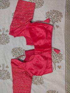 Red Embellished Saree Blouse