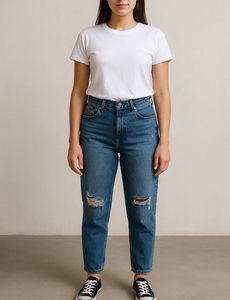 Blue Distressed Mom Jeans