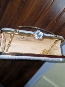Sparkling Silver Clutch with Handle