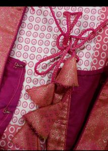 Pink &amp; Gold Orange Saree + Blouse