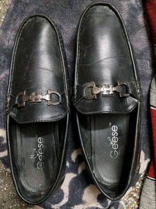 Black men's leather loafers