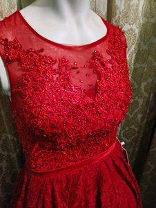 Embellished Lace Hi-Lo Party Dres