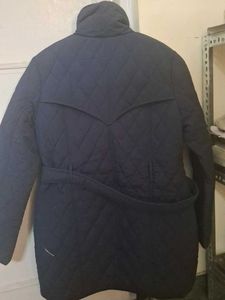 Navy Quilted Belted Coat