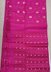 dhakai jamdani pink color saree