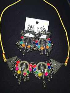 Oxidised Silver Trishul Ganesha Set