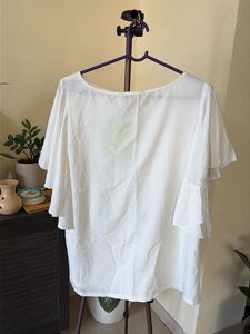 Off White Flutter Sleeve Top