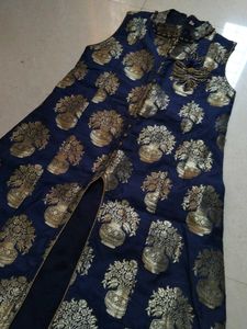 Elegant Blue &amp; Gold Maxi Dress
