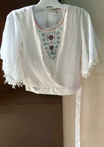 Boho Embroidered Top &amp; Patterned Shorts Set
