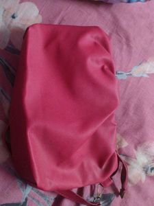 Red Ruched Pearl Chain Bag