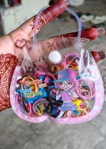 “Multicolor Hair Rubber Bands with Cute Pouch