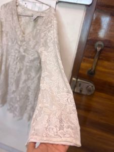 American Rag Cie Cream Lace Button-Down Dress (XS)