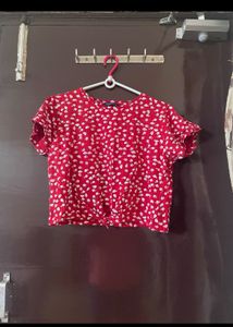 Red Tie Knot Crop Top
