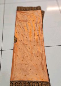 Shimmery Orange Sari With Stone Work