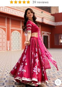Aachho Magenta Pink Hand-painted Lehenga Set