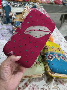 Rose Embroidery Hand Clutch With Sling