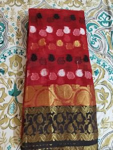 Elegant Red & Gold Saree