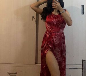 Dressberry Red Floral Slit Dress