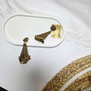 Vintage Gold Mesh Tassel Earrings