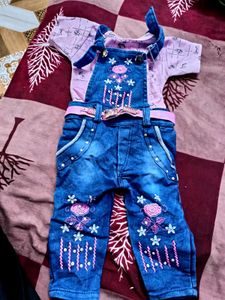 Denim Overalls & Top Set - Cute Kids Outfit!