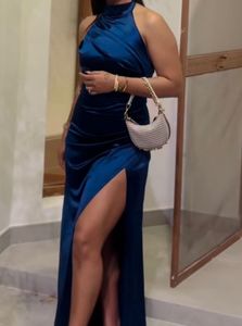 Elegant Blue Halter Slit Gown size XS/S