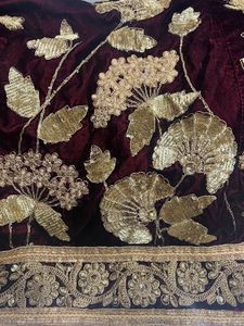 Price Drop!  Maroon Velvet Lehenga