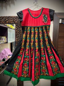 Festive Black & Red Anarkali Kurta