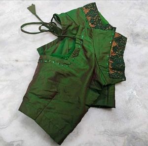 Green color Silk blouse
