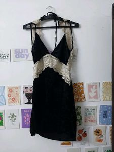 Velvet Black Backless Dress