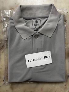 Men Solid polo Neck Cotton Blend Grey T-shirt