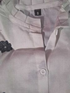 Floral White Button-Down Top