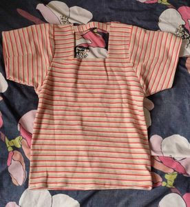 Striped Square Neck Top