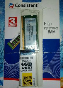 Consistent 4GB DDR3 Laptop RAM, 1600Mhz