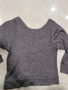 Gray Long Sleeve Offshoulder Top