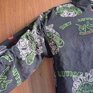 Imported China Printed Black Shirt