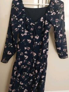 URBANIC Navy Blue Georgette Floral Dress