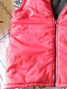 Red Sleeveless Puffer Jacket For Women