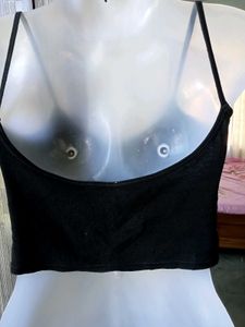 Black Cropped Cami Tank Top