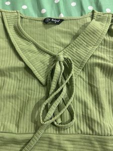 Sage Green Tie Front Top