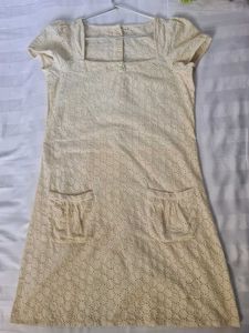 Beautiful Crochets Cotton Linen Fabric Dress
