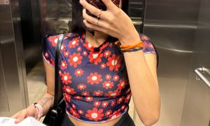 Floral Print Mesh Top