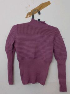 Mauve Ribbed Mock Neck Sweater