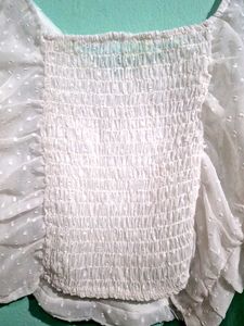 White Polka Dot Ruffle Blouse