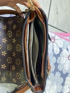 Brown &amp; Tan Patterned Satchel